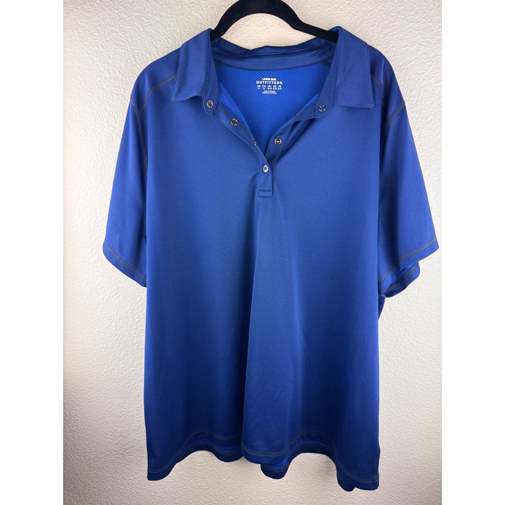 Lands End Outfitters Mens 3X Royal Blue Short Sleeve Polo Shirt Snap‎ Neck